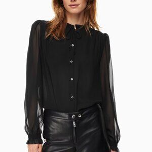 ARITZIA - Wilfred Black Button Up Ruffle Alexis Blouse - Size XXS